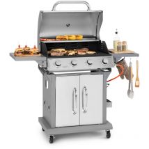 Barbecue Gaz Camping avec 4 Brûleurs à Gaz, Plancha au Gaz de 14400W, Gril à Gaz en Acier Inoxydable, bbq Feu a Gaz, Plancha Gaz Inox, Cuisinière