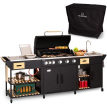 Barbecue Gaz Camping avec 6 Brûleurs à Gaz, Plancha au Gaz de 20700W, Gril à Gaz en Acier Inoxydable, bbq Feu a Gaz, Plancha Gaz Inox, Cuisinière