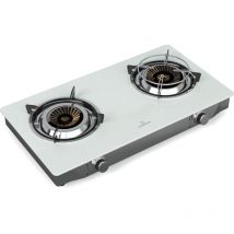 Klarstein - Barzona Gas Hob, 2-Burner Stainless Steel & Glass Cooktop, 7.7kW, Portable Camping Stove with Piezo Ignition & Flame Failure Safety,