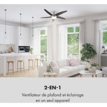 Bolero ventilateur de plafond 2-en-1 134 cm lampe 55 w pales en noyer télécommande