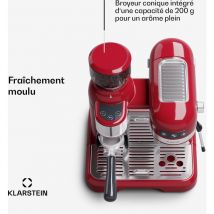 Klarstein - Cafetiere avec Mousseur de Lait, Cafetières, Machines à Café et Machines à Expresso 20 Bar, Cafetière Electrique 1.4L,1550W, Moulin