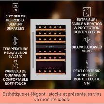 Cave a Vin Encastrable, Caves à Vin de 132L avec une Porte en Verre, Cave a Vins à Double Zone, Bar Intérieur/Extérieur, Frigo Vin, Cave a Vin de