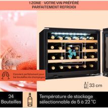 Klarstein - Cave a Vin Encastrable, Caves à Vin de Conservation de 57L, Porte en Verre, Cave a Vins à Zone Unique, Bar Int/Ext, Frigo Vin, Cave a Vin