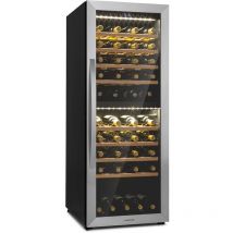 Klarstein Cave a Vin, Réfrigérateur à Vin Double Zone avec Porte en Verre, Cave à Vin de Vieillissement, Prosecco, Bière, Ecran Tactile,