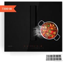 Klarstein - Chef-Fusion Prime table à induction avec hotte intégrée - 7200 w, Boost 8400 w, 590 m³/h, classe énergétique a, Flex Zone, verre & inox,