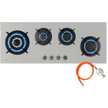 Klarstein - Goldflame 4 Slim Plaque De Cuisson Gaz, 4 Brûleurs En Laiton, 3,4k w, Allumage SnapJet, Sécurité Anti-extinction de Flamme, Acier