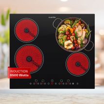 Glaskeramik Kochfeld, Einbau-Kochfeld mit 4 Platten, 6500 w Elektro Kochfeld zum Kochen, Modernes Glaskeramikkochfeld, Glaskeramik Herdplatte mit 4