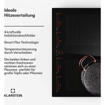 Klarstein - Induktionskochfeld 4 Platten, Glaskeramik-Induktionskochfeld mit 4 Kochfelder, 7200 Watt Induktionskochfeld, Herd mit Touch-Control &
