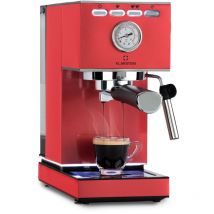 Klarstein - Pausa Espressomaker, Siebträger mit 1350 Watt, Espressomaschine 9 Bar Druck, Espresso Siebträger mit Wassertank: 1,4 Liter Edelstahl ,rot
