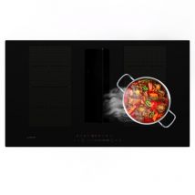 Klarstein Plaque de Cuisson Induction Encastrable de 8400W avec une Hotte Aspirante Table de Cuisson à Induction 4 Anneaux Commande Tactile avec