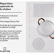 Klarstein - Plaque Induction en Céramique de 7200W, Plaque de Cuisson Electrique à Induction, Plaque Induction 4 Feux, Tables de Cuisson, Plaques