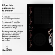 Klarstein Plaque Induction en Céramique de 7200W, Plaque de Cuisson Electrique à Induction, Plaque Induction 4 Feux, Tables de Cuisson, Plaques
