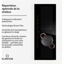 Klarstein - Plaque Induction en Céramique de 7200W, Plaque de Cuisson Electrique à Induction, Plaque Induction 4 Feux, Tables de Cuisson, Plaques