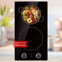 Klarstein - Plaque Induction Encastrable de 2900W, Table de Cuisson Induction, Plaque Induction 2 Feux, Plaque de Cuisson Induction avec Sécurité,
