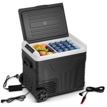Klarstein PolarForce 50L Cool Box - Portable Electric Cooler with Compressor, LCD Panel, Dual Power (12V/230V), -20°C to 20°C, Off-Road Wheels,