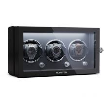 Klarstein - Remontoir Automatique de Montres, Boite a Montre Automatique Homme et Femme, Vitrine en Acrylique, Ultra Silencieux, 5 tpd et 3 Modes de