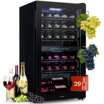 Klarstein - Cave a Vin, Caves à Vin de Conservation de 80L, Porte en Verre, Cave a Vins à Double Zone, Bar Int/Ext, Frigo Vin, Armoire a Vin, Cave a