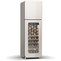 Klarstein - Shirley cave à vin - 63 bouteilles, 2 zones, -10 à 18°C, éclairage led, design rétro, autonome, réfrigérateur, étagères hybrides, noir