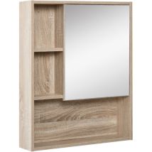 Kleankin - Armadietto a specchio scaffale regolabile montaggio a muro color rovere