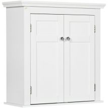 Kleankin - armario para baño de pared mueble de baño colgar con estantes ajustables y puertas con cierre magnético armario de pared 58x24x60 cm blanco