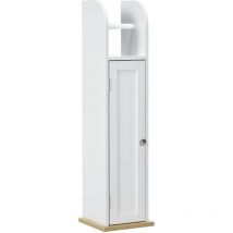 Kleankin - armario de baño columna auxiliar de baño mueble de suelo de baño con estantes ajustables y portarrollos de papel 20x20x80 cm blanco