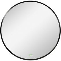 Badspiegel Ø50 cm Runder Spiegel Badezimmerspiegel mit Alurahmen Wandspiegel für Wohnzimmer, Schlafzimmer, Badezimmer, IP44, Schwarz - Kleankin