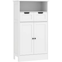 Kleankin - Badezimmerschrank Badschrank Hochschrank Mit Verstellbar Ablage, 2 Schubladen, 2 Türen, Schrank Aufbewahrungsschrank Für Badezimmer, 
