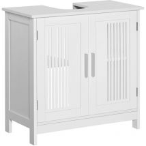 Kleankin - Bathroom Pedestal Under Sink Cabinet with Storage Shelf, 2 Doors White