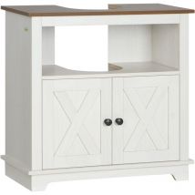 Kleankin - Bathroom Sink Cabinet, Freestanding Under Sink Cabinet, White - White
