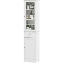 Kleankin - Colonna Bagno Salvaspazio Con Armadietto, Cassetto E Ripiani Bianco
