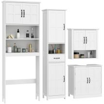 Kleankin - conjunto incluye 1 columna de baño 1 mueble para debajo del lavabo 1 armario de baño de pared 1 mueble sobre inodoro con estantes