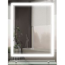 Dimmable Bathroom Mirror with led Lights, 3 Colours, Defogging Film 70 x 50cm - Clear - Kleankin