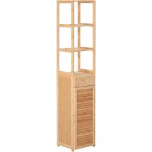Mobile da Bagno Alto e Salvaspazio in Bambù color Legno 32x30x163 cm - Kleankin