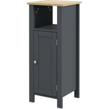 Mobiletto Bagno con Armadietto e Ripiano Aperto in Legno Grigio - Kleankin