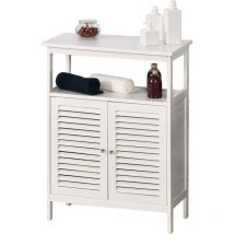 Mobiletto da Bagno Impermeabile con 2 Ripiani e Armadietto mdf Bianco - Kleankin