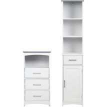 Kleankin - Set Mobiletto Bagno Armadietto in mdf con Cassetti e Ripiano Aperto