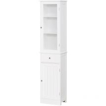Kleankin - Storage Cabinet Organizer Tower with Shelves & Drawer White