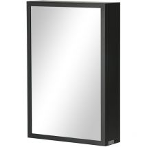 Kleankin - Pensile Bagno in Acciaio con Specchio e Armadietto 3 Ripiani Nero