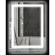 Kleankin - Specchio per Bagno con Luci led e Mensola in Vetro 50x12x70 cm Argento