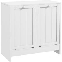 Tilt-out Laundry Storage Cabinet with 2 Compartment Hampers, White - Kleankin