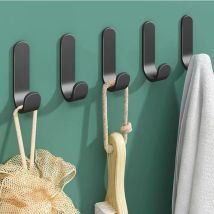 Shining House - Klebende Wandhaken, 10 Stück Wandhaken Schwarz Klebehaken, Edelstahl Selbstklebende Haken, Selbstklebende Wandhaken für Badezimmer