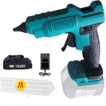 Teetok - Klebepistole, Heißklebstoff elektrischer Auslöser Klebstoff Handwerk 10 Klebestifte + 3.0Ah Batterie + Schnellladegerät,Kompatibel mit