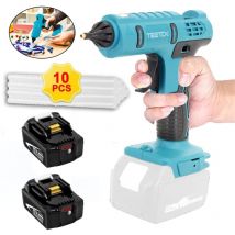 Teetok - Klebepistole, kabellose Klebepistole, 18 v Akku-Lithium-Heißklebepistole , tropffrei, + 10 Stück 11 mm Klebestifte für