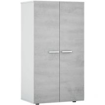 Mehrzweck-Kabinett Norwalk, Schuhschrank mit 2 Türen, Niedriger Schrank mit 6 Einlegeböden, Modernes niedriges Schuhregal, cm 55x36h103, Weiß und