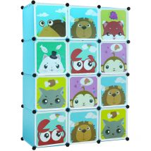 Skecten - Kleiderschrank Kinder Steckregal mit Tiermotiven Kunststoff Stecksystem[Blau]