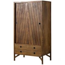 Kleiderschrank Mango 100x60x180 braun geölt / Griff schwarz LOS ANGELES 111