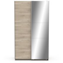 Kleiderschrank mit 2 Schiebetüren und Spiegel Ghost - L116,5 cm