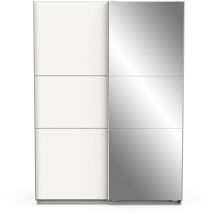 Kleiderschrank mit 2 Schiebetüren und Spiegel Ghost - L148 cm