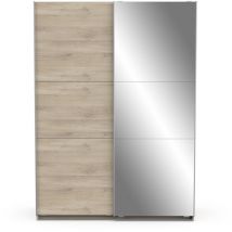 Kleiderschrank mit 2 Schiebetüren und Spiegel Ghost - L148 cm