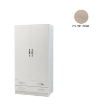 Kleiderschrank mit 2 Türen und 2 Schubladen Weiße Frontbox Ulme Cm 91x52xH 210